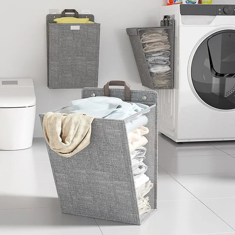 Dirty Clothes Basket Foldable Home Dormitory Dormitory Multifunctional Organization Storage Wall Hanging Basket - V.I.P Digital Presence