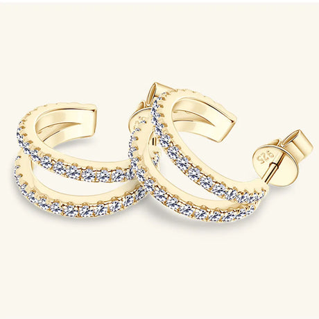 Moissanite 925 Sterling Silver C-Hoop Earrings - V.I.P Digital Presence