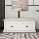 TREXM storage table with 4 adjustable doors and shelves, detachable padded shoe stand (white) - V.I.P Digital Presence