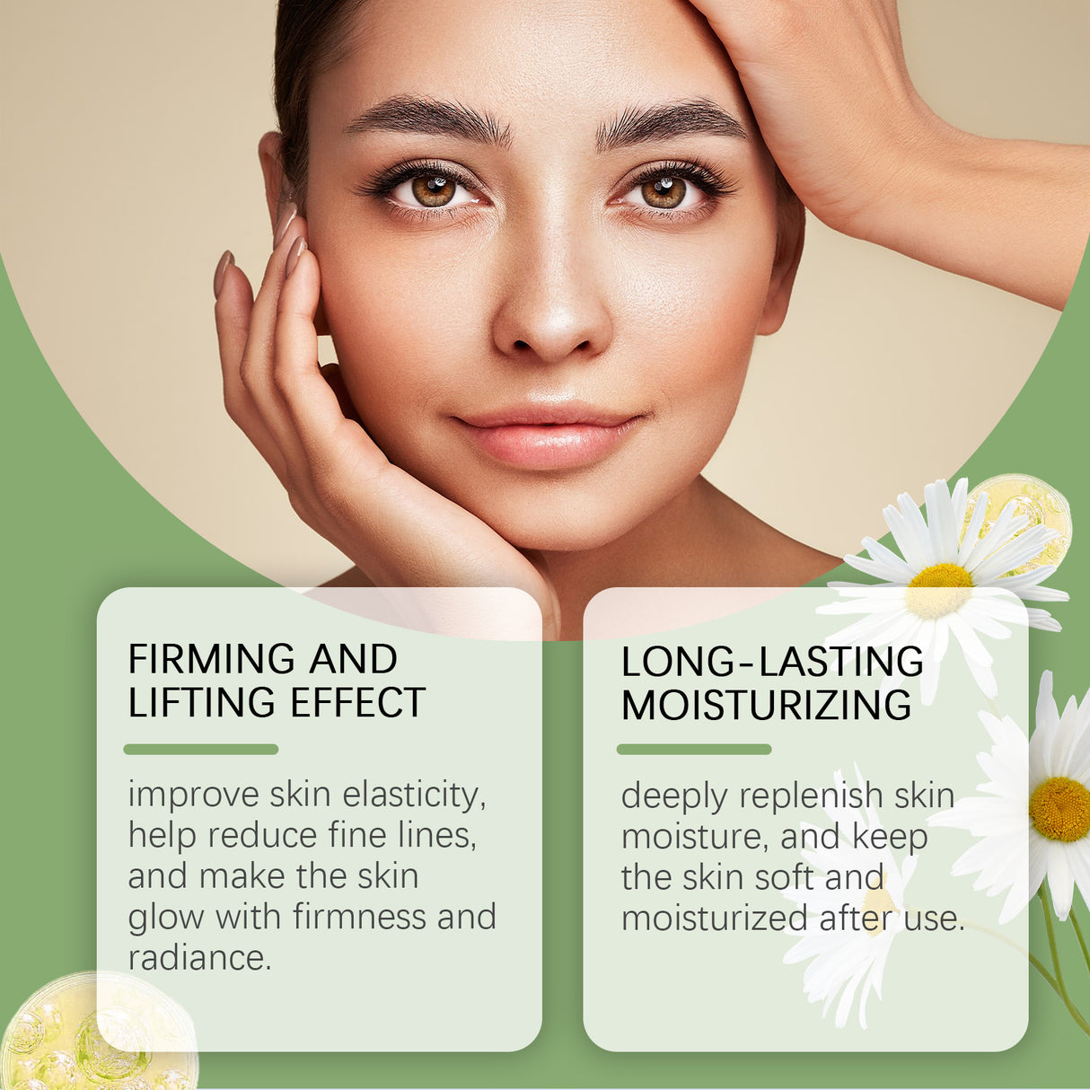 Esencia facial, hidratante suave, piel delicada y firme, aclara líneas finas e ilumina la piel.