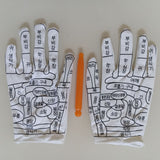 Acupoint diagram massage gloves cotton English acupoint diagram gloves for men and women TCM human body meridian gloves - V.I.P Digital Presence