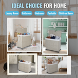 Laundry Hamper With Lid PE Rattan Powder Coating Frame Clothes Hampers with 02 Removable Bags, Wheels, 160L, Grey Color - V.I.P Digital Presence