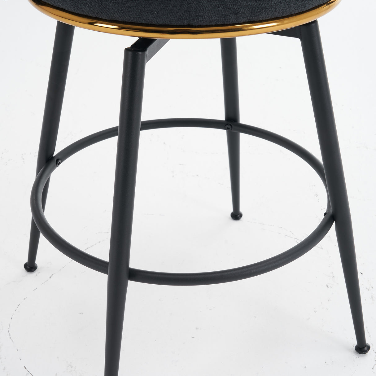 A set of 2 gray rotating bar stools - high backrest, adjustable, with elegant metal backrest decoration - V.I.P Digital Presence
