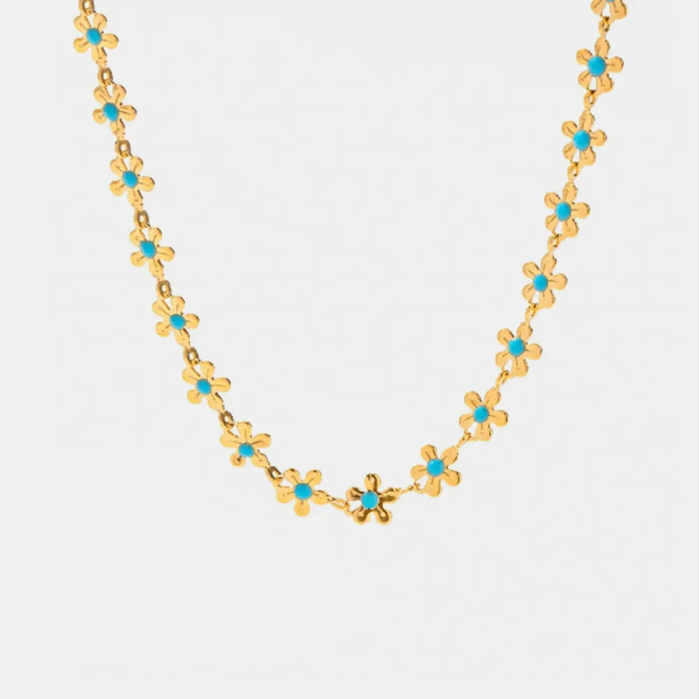 Flower blue drip oil niche light luxury necklace - V.I.P Digital Presence