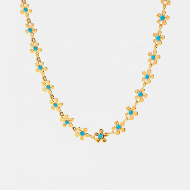 Flower blue drip oil niche light luxury necklace - V.I.P Digital Presence