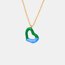 Two tone weight glazed design heart pendant titanium steel gold-plated necklace - V.I.P Digital Presence