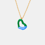 Two tone weight glazed design heart pendant titanium steel gold-plated necklace - V.I.P Digital Presence