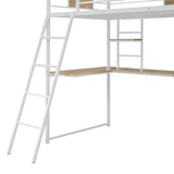 Twin Size Loft bed with L-shape Desk and Wardrobe, White - V.I.P Digital Presence