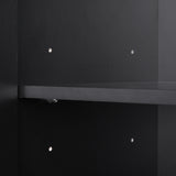 Bathroom storage cabinet, 4-door independent cabinet, adjustable shelf, open multi-layer shelf, black - V.I.P Digital Presence