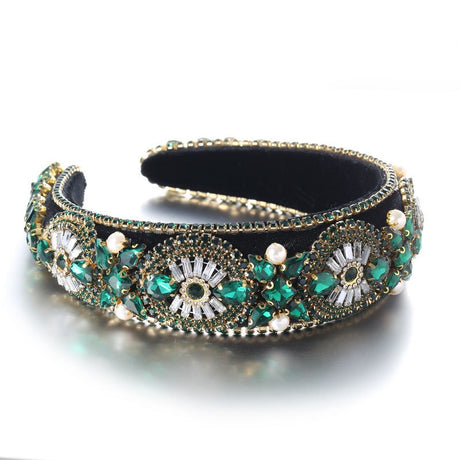 Super Sparkling Diamond Pearl Hair Hoop Baroque Retro Women's Sponge Head Hoop - V.I.P Digital Presence