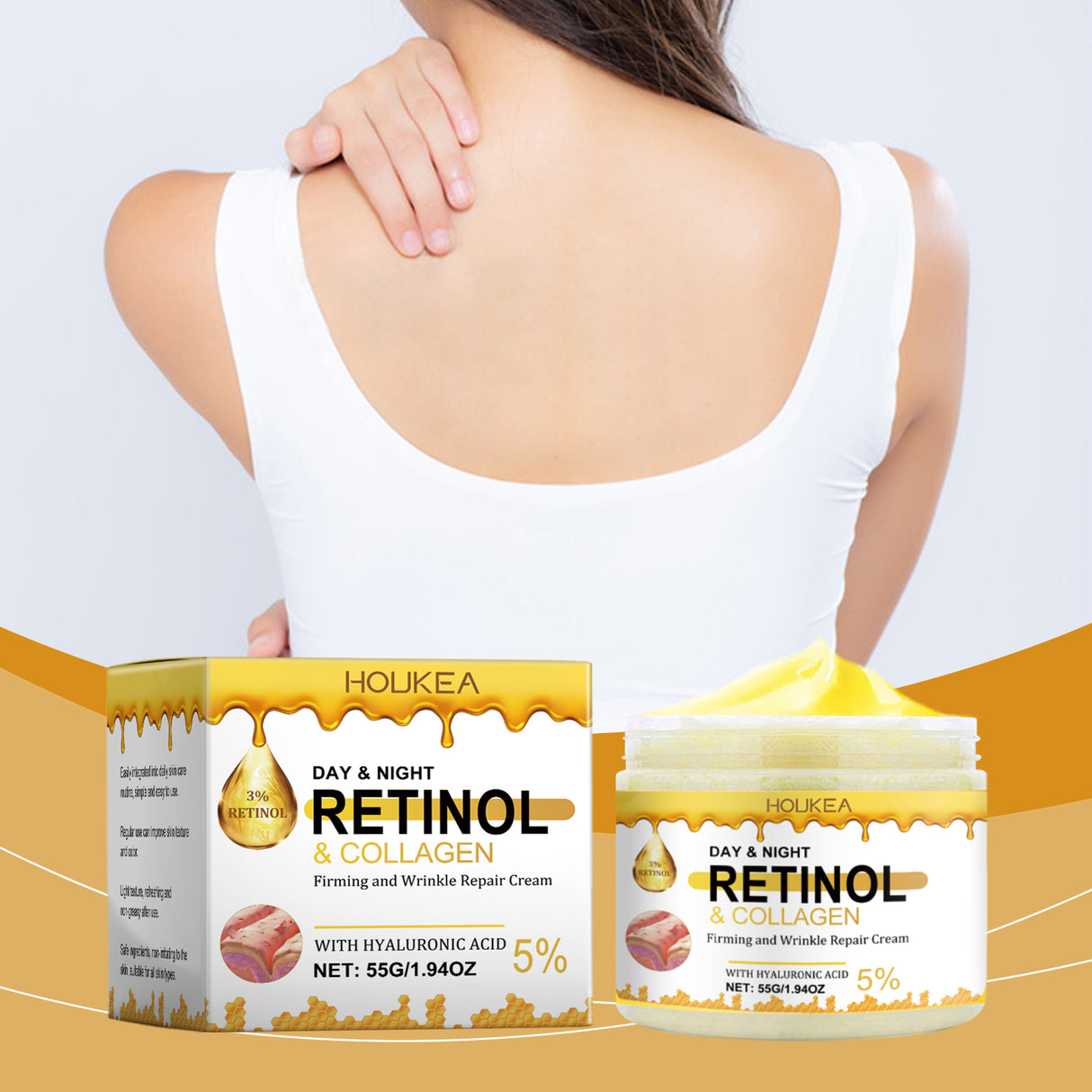 Crema hidratante reafirmante que hidrata, tensa, cuida la piel, suaviza, ilumina y da brillo.