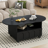 ON-TRANS flexible cream style coffee table with 2 brake wheels, drawers, large storage space,black, 39.37 '' x 23.6 '' - V.I.P Digital Presence