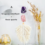 Natural Crystal Raw Stone Handmade Weave Dreams Catcher Car Hanging Pendant Healing Amethyst Window Ornament Home Decoration - V.I.P Digital Presence
