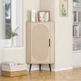 Corner cabinet ,Rattan door,Freestanding Corner Tables For Small Spaces, Corner Shelf Stand For Living Room, Kitchen - V.I.P Digital Presence
