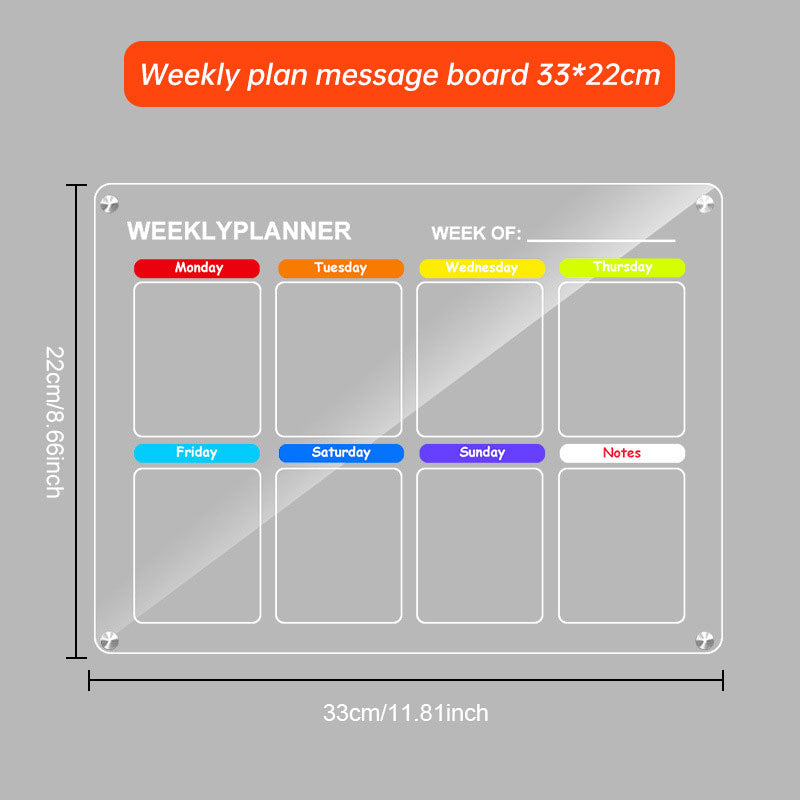 Acrylic message board magnetic refrigerator sticker household erasable calendar transparent note display board - V.I.P Digital Presence