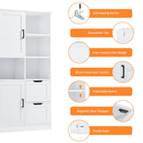 Bathroom storage cabinet with doors and drawers, multiple storage spaces, independent, open adjustable shelves, white - V.I.P Digital Presence
