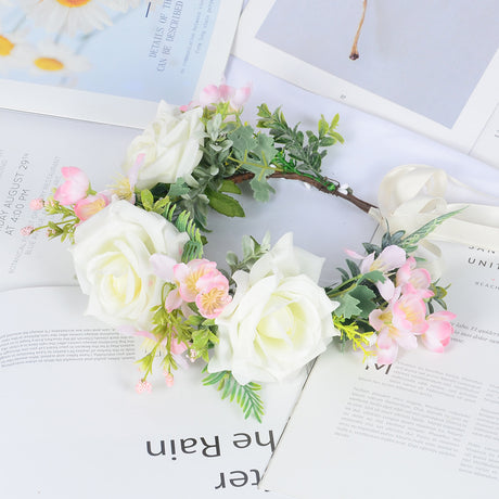 Super Fairy Girl Bride Scenic Area Photography Flower Wreath Hair Accessories Handmade Silk Flower Wreath Headwear - V.I.P Digital Presence
