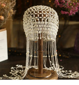 Handmade hollowed out headpiece performance pearl tassel hat - V.I.P Digital Presence