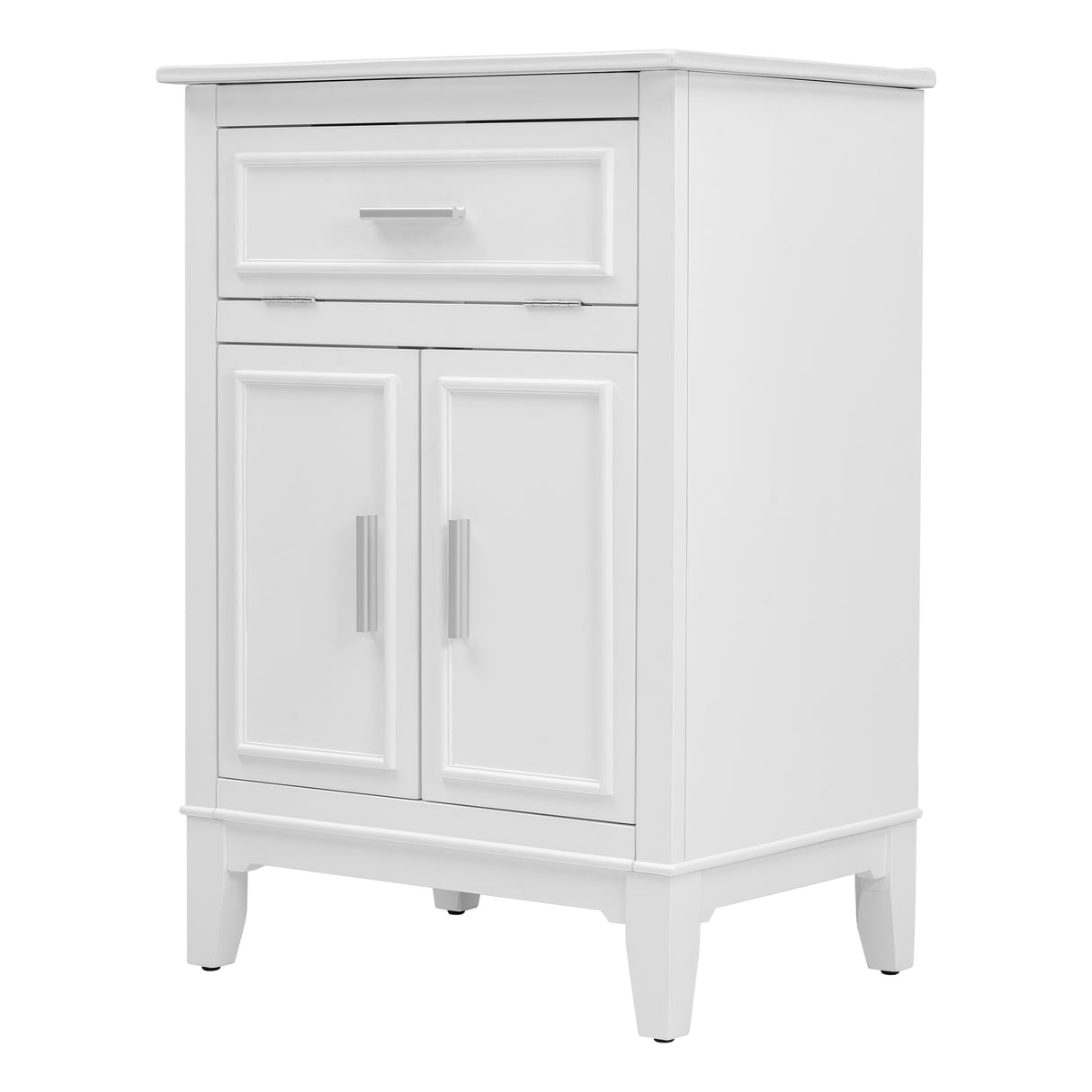24" Bathroom Vanity with Sink, Bathroom Vanity Cabinet with One Flip Drawer and Doors, Solid Wood and MDF, White - V.I.P Digital Presence