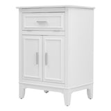 24" Bathroom Vanity with Sink, Bathroom Vanity Cabinet with One Flip Drawer and Doors, Solid Wood and MDF, White - V.I.P Digital Presence
