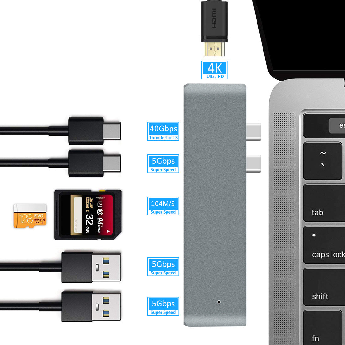 7-in-1 Dual Type-C to HDMI Dock USB 3.0 Hub Converter - V.I.P Digital Presence