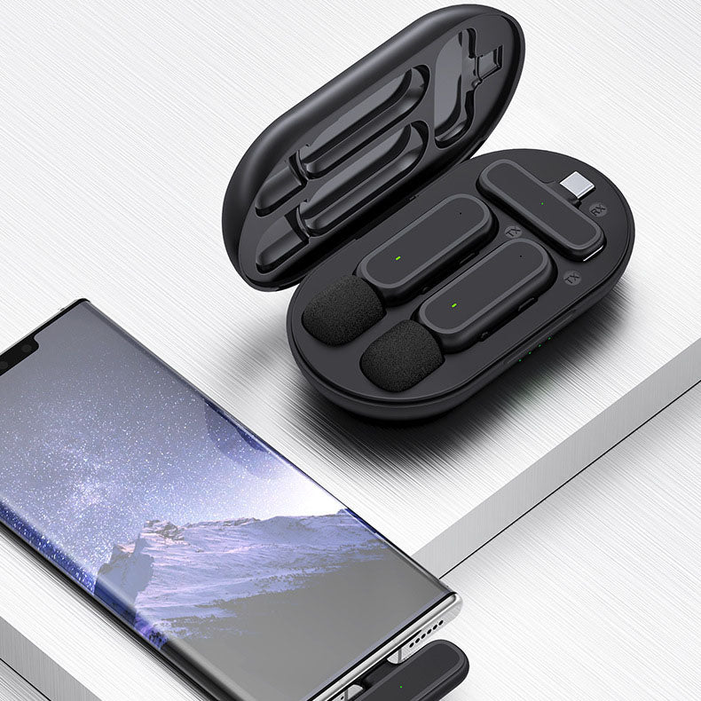 K61 wireless microphone lavalier with charging chamber video capture Tiktok live broadcast noise reduction mini microphone - V.I.P Digital Presence