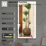 48x24 inch LED bathroom makeup mirror wall mounted adjustable light anti fog touch switch with memory intelligent large bathroom