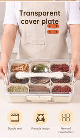Design Sealed Snackle Storage Box With 9pcs Divider Plastic Divided Veggie Tray With Lid And Handle - V.I.P Digital Presence
