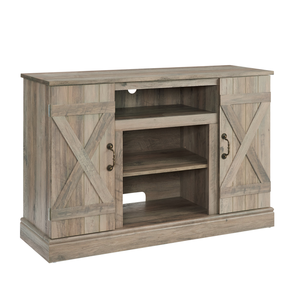 Farmhouse Classic Media TV Stand Antique Entertainment Console for TV up to 50" with Open and Closed Storage Space - V.I.P Digital Presence