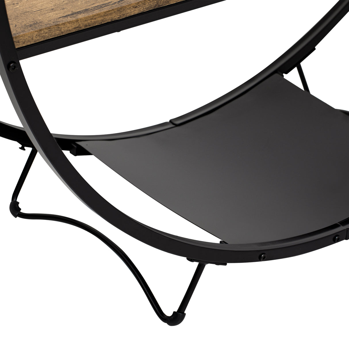 TREXM Rustic Industrial Design Demilune Shape Textured Metal Distressed Wood Console Table (Distressed Brown) - V.I.P Digital Presence