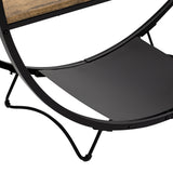 TREXM Rustic Industrial Design Demilune Shape Textured Metal Distressed Wood Console Table (Distressed Brown) - V.I.P Digital Presence