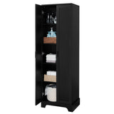 Storage Cabinet with Two Doors for Bathroom, Office, Adjustable Shelf, MDF Board, Black - V.I.P Digital Presence