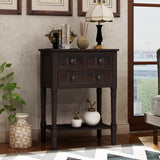 TREXM Narrow Console Desk, Ultra Thin Sofa Table with Three Storage Drawers and Living Room Bottom Shelves (Espresso) - V.I.P Digital Presence