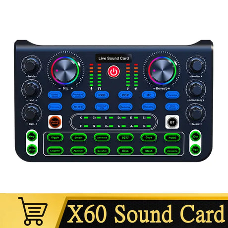 HD X60 Sound Card English Version Professional Audio Mixer for Karaoke Broadcast KTV Singing Live Sound Mixer - V.I.P Digital Presence
