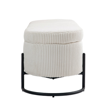 COOLMOR storage Ottoman chair with safety hinge and soft cushion fabric storage Ottoman stool (beige) - V.I.P Digital Presence