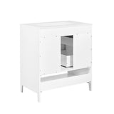 30" Bathroom Vanity with Sink  Multi-functional Bathroom Cabinet with Doors and Drawers Solid Frame and MDF Board, White - V.I.P Digital Presence