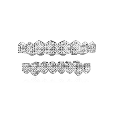 Real gold electroplated gold tooth set eight tooth full diamond hip hop tooth set tee grills - V.I.P Digital Presence