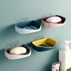 Contrast Color Drain Soap Box Double-Layer Storage Soap Box Bathroom Rack Strong Non-Marking Paste Soap Box - V.I.P Digital Presence