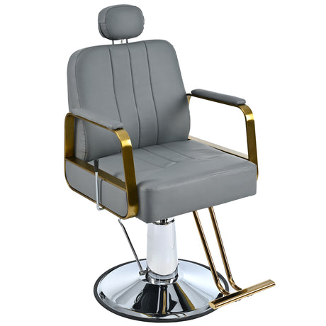 Advanced reclining hair salon chair with heavy-duty hydraulic pump, 360 ° rotation, maximum weight capacity of 400 pounds, Gray - V.I.P Digital Presence