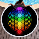 Toalla de playa redonda con estampado digital de animales de Tai Chi bohemios en 3D, ideal para natación, yoga, picnic y bikini.