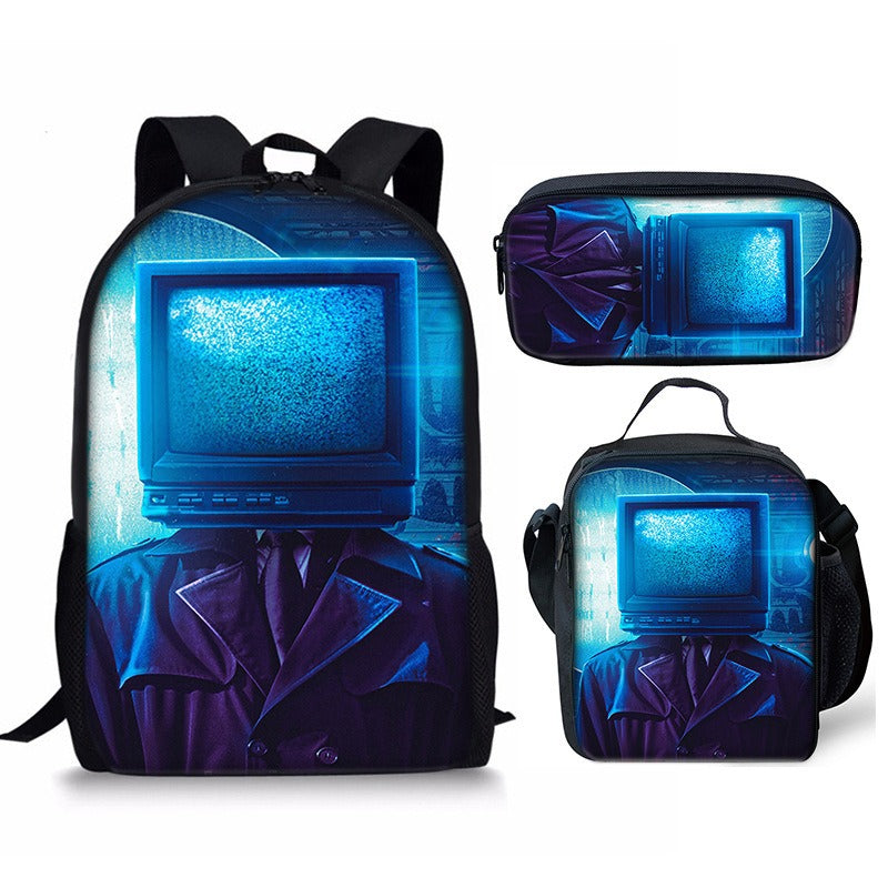 New 3PC-SET Skibidi Toilet Man Backpack Custom Game Peripheral Schoolbags For Primary Secondary School Teenage - V.I.P Digital Presence