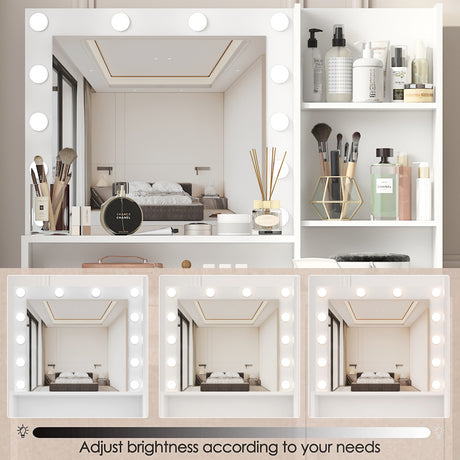 Makeup Vanity Desk with Mirror & Light - V.I.P Digital Presence