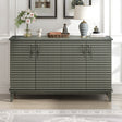 TREXM side panel with 4-door large storage buffet, adjustable shelves and metal handles (antique gray) - V.I.P Digital Presence