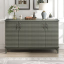 TREXM side panel with 4-door large storage buffet, adjustable shelves and metal handles (antique gray) - V.I.P Digital Presence