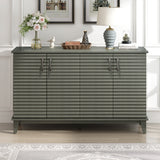 TREXM side panel with 4-door large storage buffet, adjustable shelves and metal handles (antique gray) - V.I.P Digital Presence