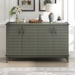 TREXM side panel with 4-door large storage buffet, adjustable shelves and metal handles (antique gray) - V.I.P Digital Presence