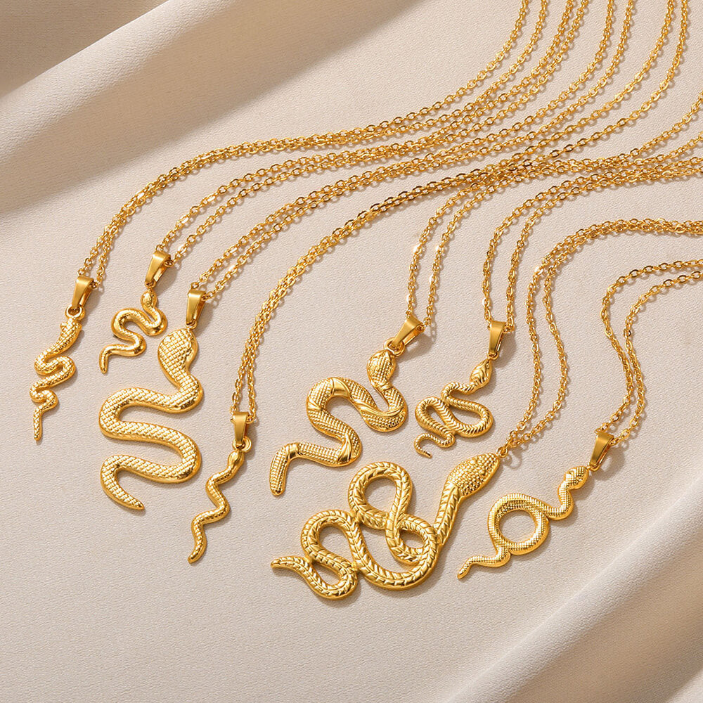 Spirit Snake Pendant Retro Style Personalized Necklace Women's Stainless Steel Gold Plated - V.I.P Digital Presence