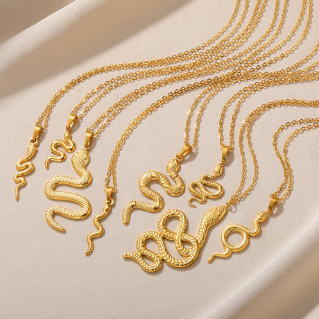 Spirit Snake Pendant Retro Style Personalized Necklace Women's Stainless Steel Gold Plated - V.I.P Digital Presence