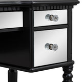 GO 43" Dressing Table Set with Mirrored Drawers and Stool, Tri-fold Mirror, Makeup Vanity Set for Bedroom, Black - V.I.P Digital Presence