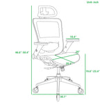 GREY Ergonomic Mesh Office Chair High Back - Adjustable Headrest with Flip-Up Arms